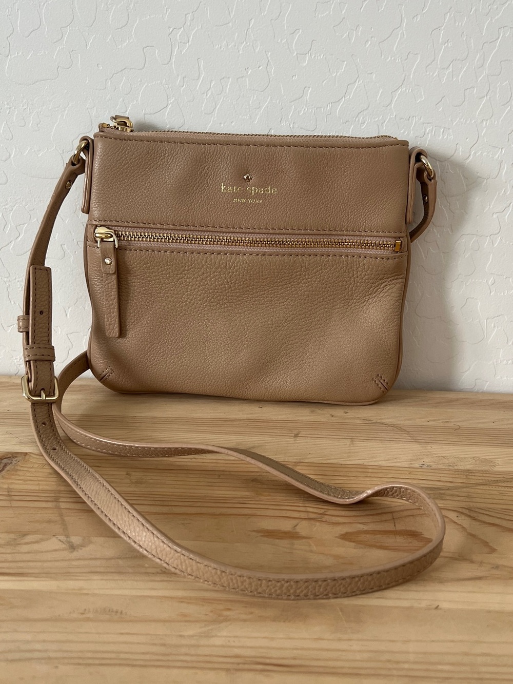 kate spade Pebbled Leather Crossbody in Tan/Taupe